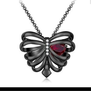 Elegant Black and Red Butterfly Pendant Necklace